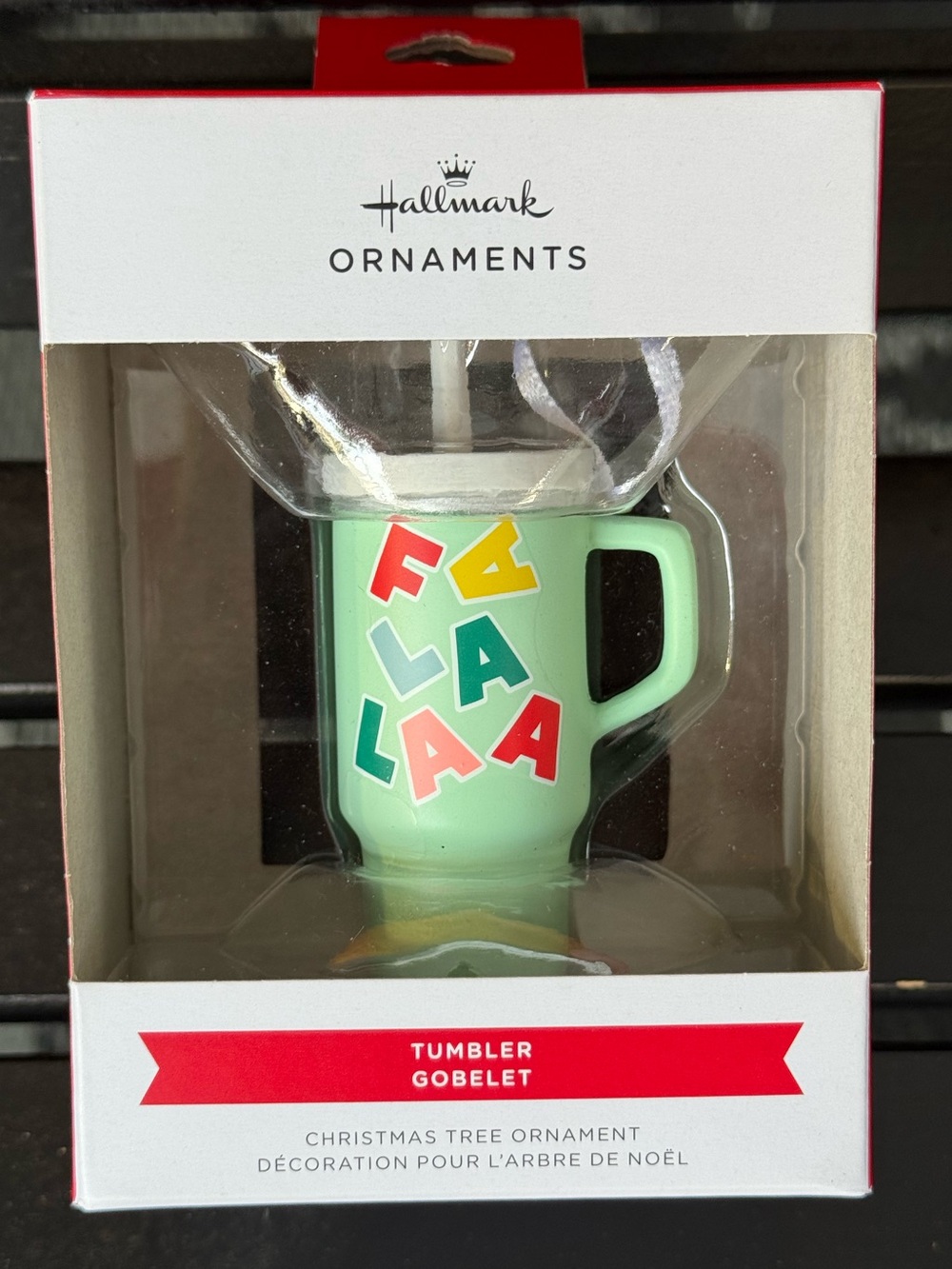 Hallmark Mint Green 'FALALA' Tumbler Ornament
